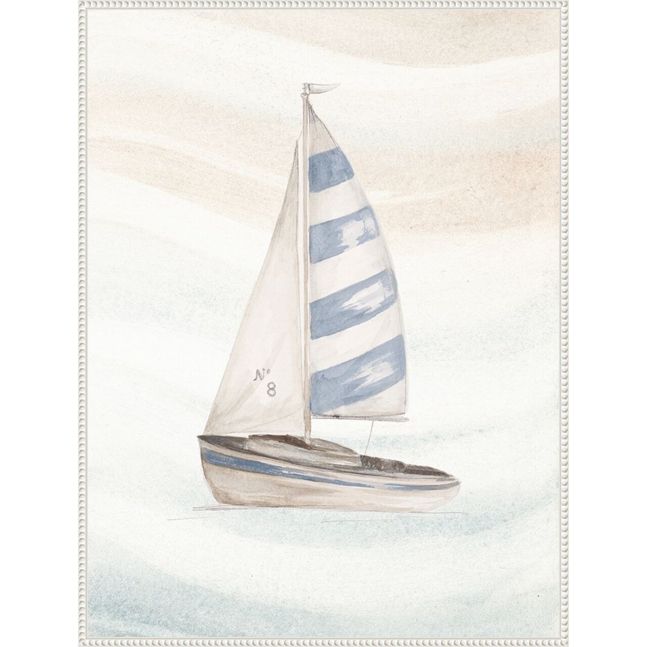 Ocean Oasis Little Sail II by Patricia Pinto 32-in. W x 42-in. H. Canvas Wall Art Print Framed in White